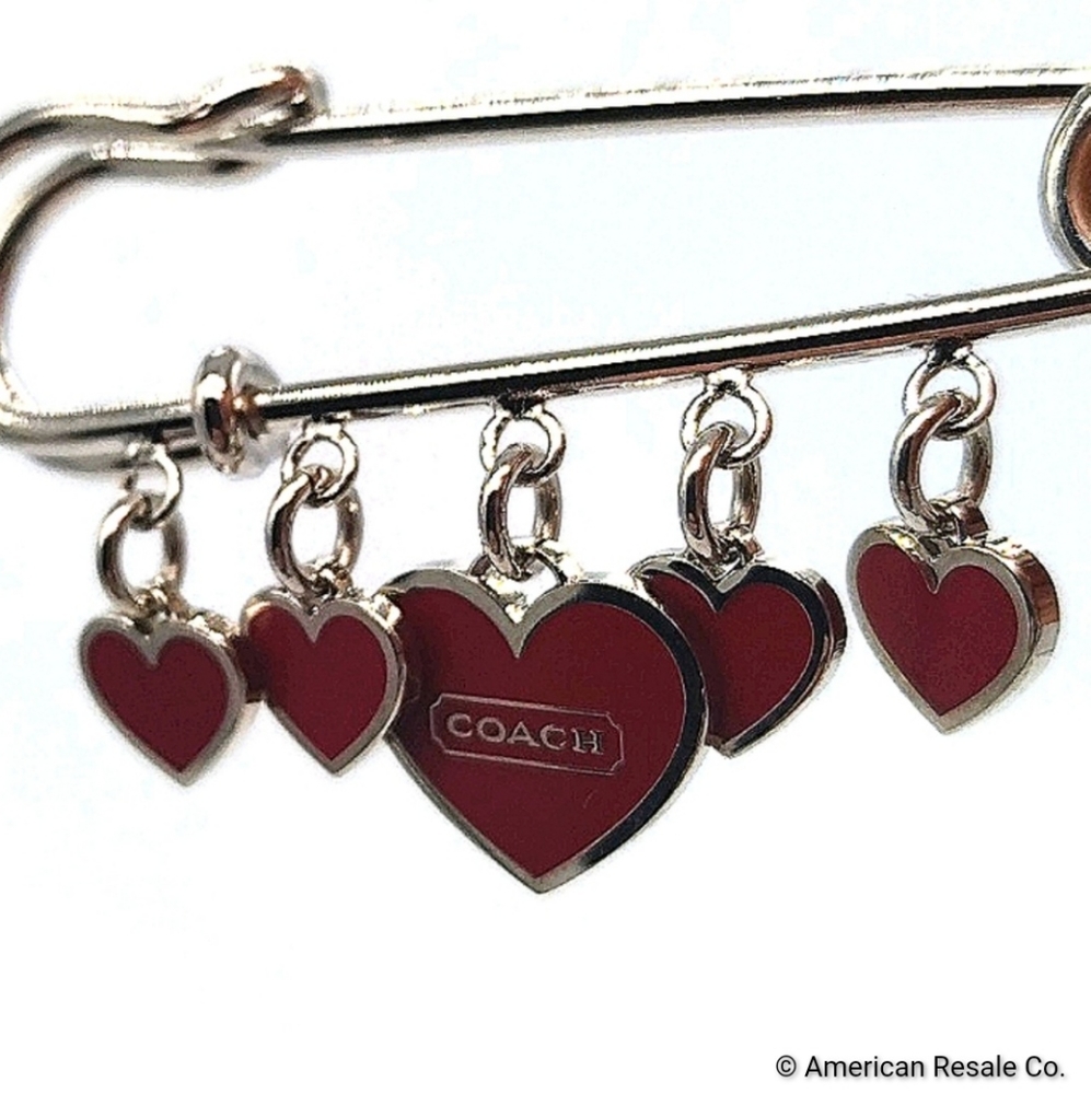 Vintage COACH Red heart safety pin brooch Hangbag backpack charm - Picture 3 of 7